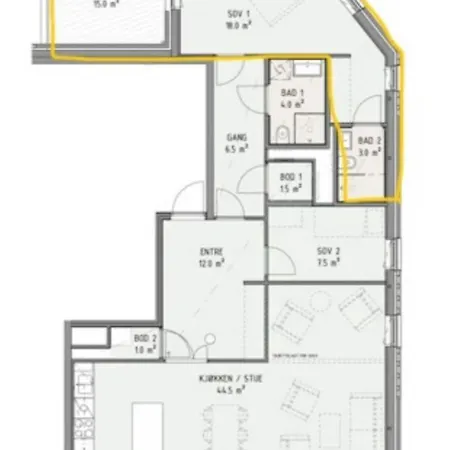 Апартаменты Privat Rom Med Stor Balkong Eget Bad Og Parkering